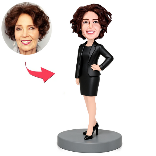 Business Woman in Black Miniskirts Custom Bobbleheads