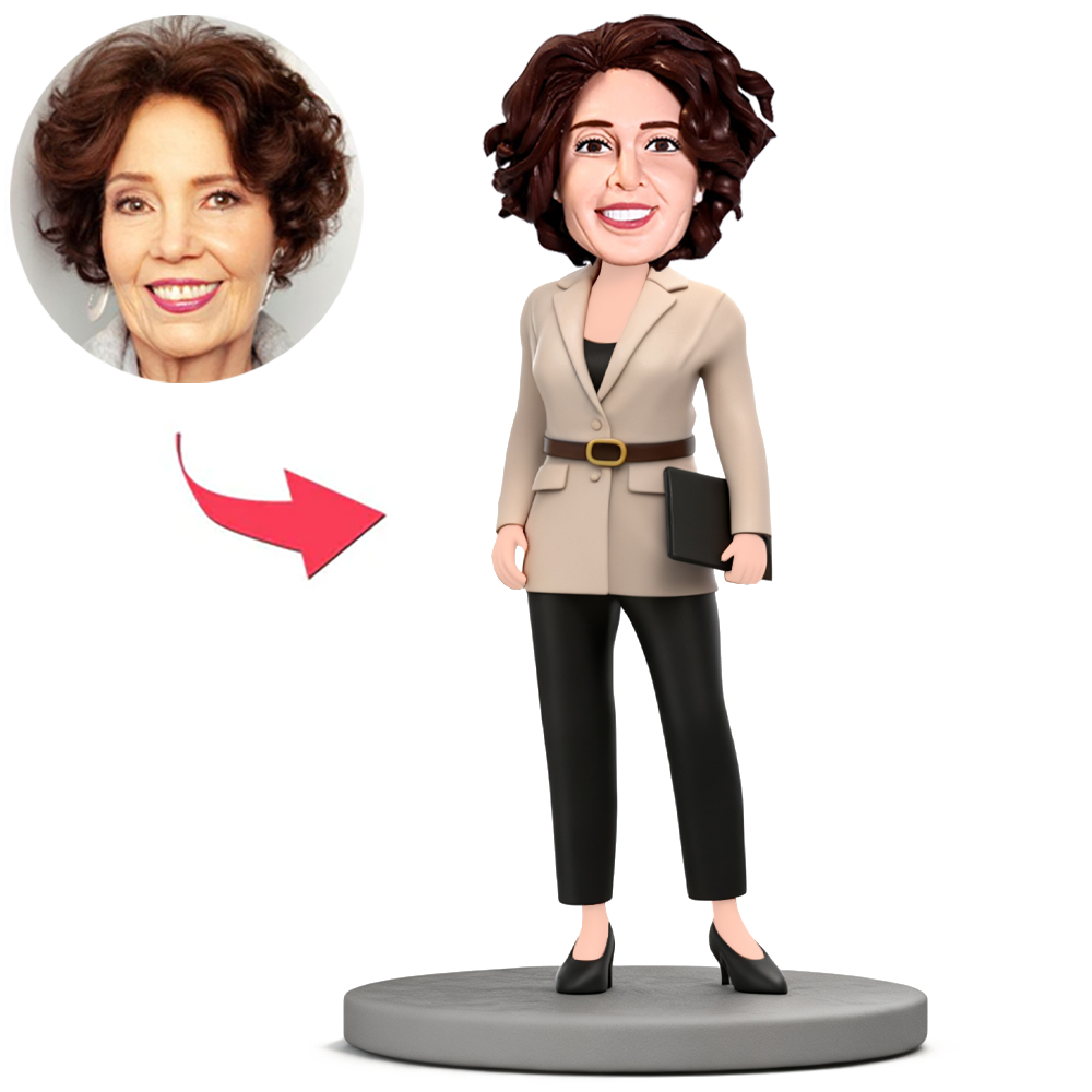 Business Woman Holding Documents Custom Bobbleheads