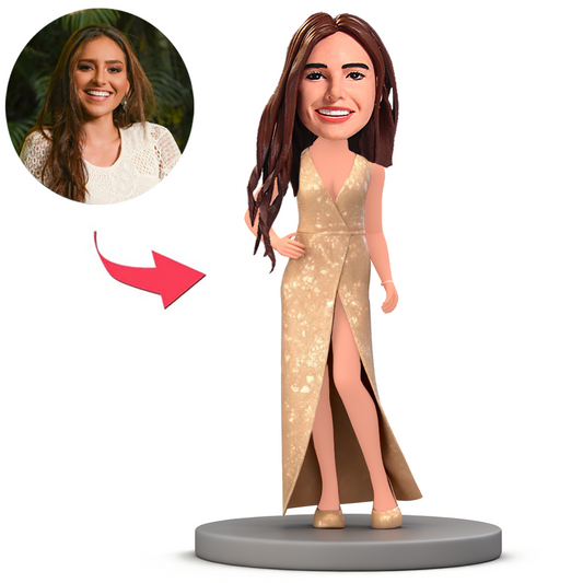 Woman in Gold Dress Custom Bobbleheads