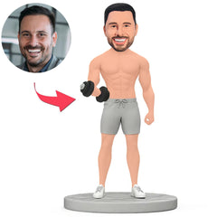 Muscular Man Holding Dumbbells Custom Bobbleheads