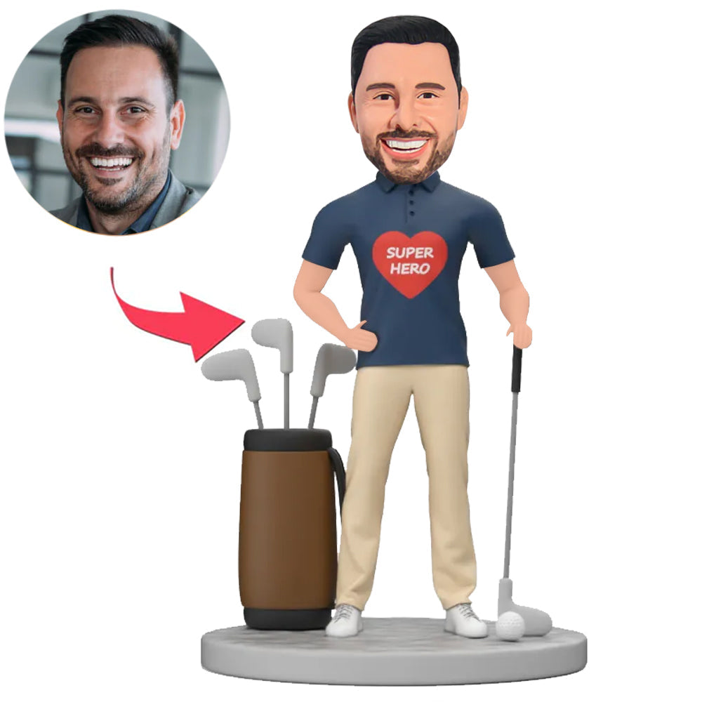 Man Wearing Black Short-sleeved Shirt Custom Bobbleheads