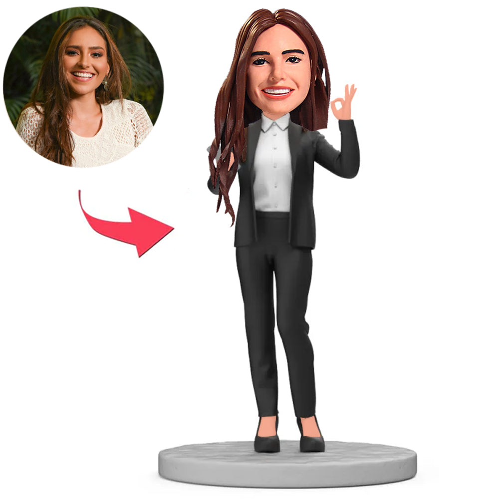 Business Woman Holding Phone Custom Bobbleheads