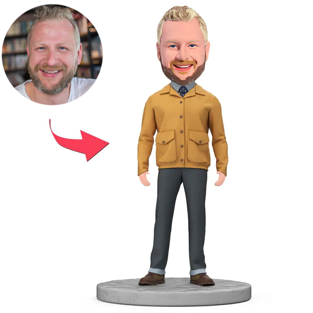 Business Man in Yellow Jacket Custom Bobbleheads