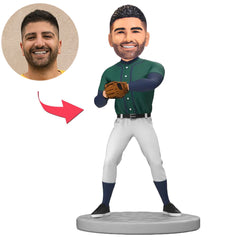 Green Shirt Baseball Player Custom Bobbleheads