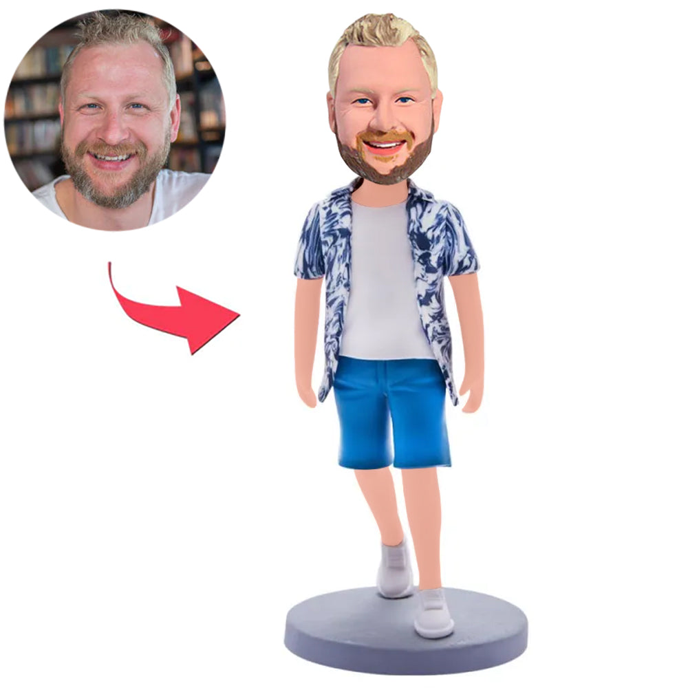 Casual Men in Hawaiian Shirts Custom Bobbleheads