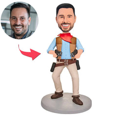 Cowboy with Dual Pistols Custom Bobbleheads