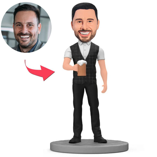 Bartender Holding Beer Custom Bobbleheads