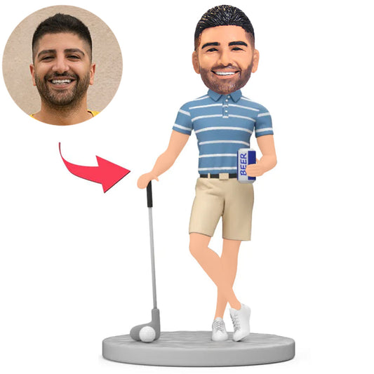Golf Man Holding Beer Custom Bobbleheads