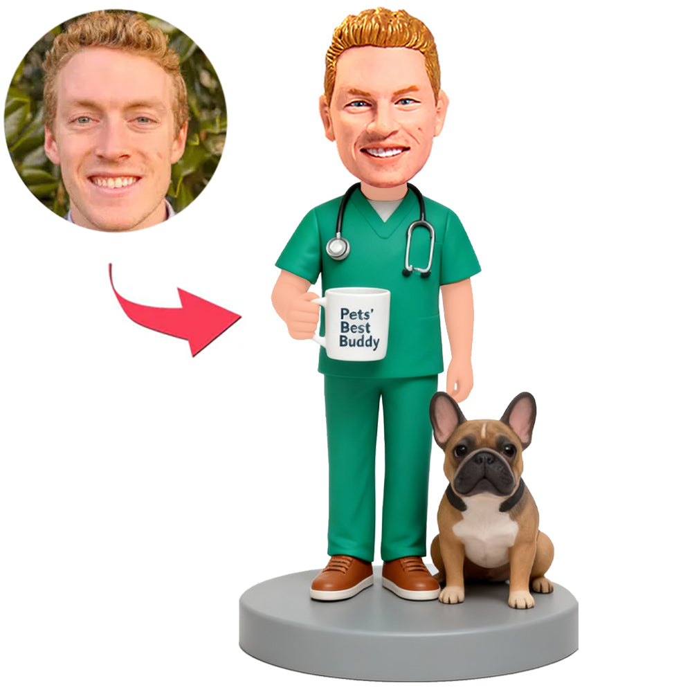 Male Veterinarian Was Holding Cup Custom Bobbleheads