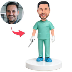 Surgical Male Doctor Holding Scalpel Custom Bobbleheads