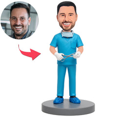 Male Doctor Holding Surgical Scissors Custom Bobbleheads