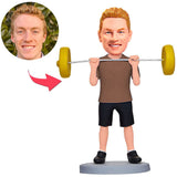 Weightlifter in Brown T-shirt Custom Bobbleheads Add Text