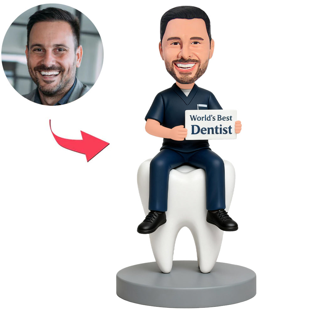 Male Dentist Sits On Teeth Custom Bobbleheads