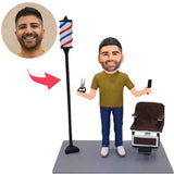 Barber Holding Hair Clipper And Scissors Custom Bobbleheads Add Text