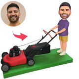 Man Mowing The Lawn Custom Bobbleheads Add Text