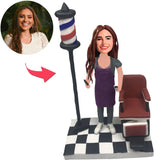 Female Hairdresser Custom Bobbleheads Add Text