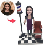 Female Hairdresser Custom Bobbleheads Add Text