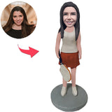 Woman Holding Tennis Racket Custom Bobbleheads Add Text