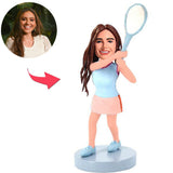 Happy Tennis Female Player Custom Bobbleheads Add Text