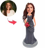 Bridesmaid Holding Flowers Custom Bobbleheads Add Text