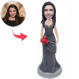 Bridesmaid Holding Flowers Custom Bobbleheads Add Text