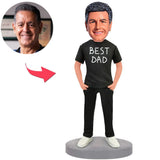 Black Suit Best Dad Custom Bobbleheads With Engraved Text