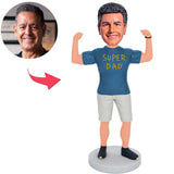 Muscular Super Dad Custom Bobbleheads With Engraved Text