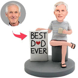 Casual Best Dad Ever Custom Bobbleheads With Engraved Text