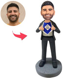 #1 Business Dad Custom Bobbleheads With Engraved Text