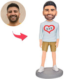 Love Heart Dad Custom Bobbleheads With Engraved Text