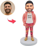 Pink Hoodie Best Dad Custom Bobbleheads With Engraved Text