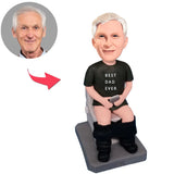 Dad Sit on Toilet Custom Bobbleheads With Engraved Text