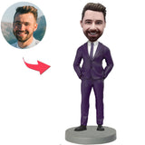 Business Man Hands in Pockets Custom Bobbleheads With Engraved Text