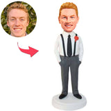 Groomsmen in Overalls Custom Bobbleheads Add Text