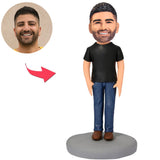 Casual Man in Jeans Custom Bobbleheads With Engraved Text