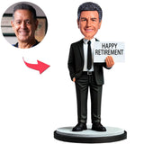 Happy Retirement Business Man Custom Bobbleheads With Engraved Text