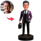 Purple Clothes Business Man Bobbleheads With Engraved Text