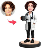 Retired Female Doctor Bobbleheads With Engraved Text