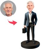 Business Man Holding Bag Custom Bobbleheads With Engraved Text