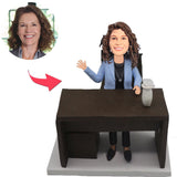 Boss Sitting at Desk Office Woman Custom Bobbleheads