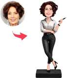 Female Business Woman Giving Speech Custom Bobbleheads