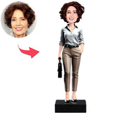 Business Lady Holding Briefcase Custom Bobbleheads