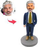 Blue Suit Male Boss Business Man Custom Bobbleheads