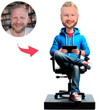 Boss Sitting on Chair Playing with Tablet Custom Bobbleheads