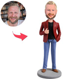 Red Jacket Male Boss Office Man Custom Bobbleheads