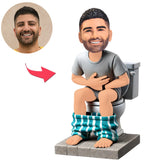 Man Squatting on Toilet Humorous Custom Bobbleheads