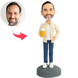 Casual Man Holding Beer Mug Custom Bobbleheads