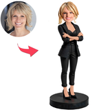 Black Suit Fashionable Business Woman Custom Bobbleheads