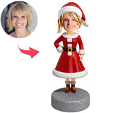 Christmas Gifts Happy Christmas Woman with Santa Hat Custom Bobbleheads