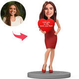 Love You to The Moon And Back Heart Woman Custom Bobbleheads